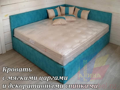 Мягкая кровать на заказ с декоративными спинками